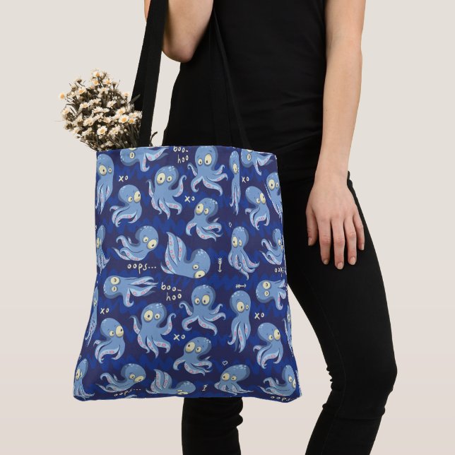 Bolsa Tote Boo Octopus Blue Kids Clothing & Décor (Close Up)