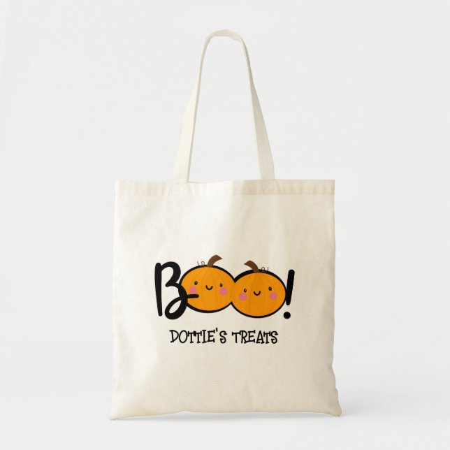 Bolsa Tote Boo Pumpkin Halloween Trick ou Treine Bag/ Boo Bag (Frente)