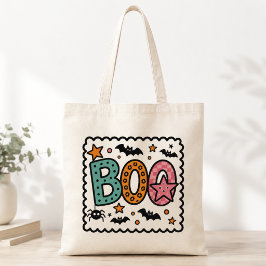 Bolsa Tote Boo Quadro de Bordas Arredondadas Halloween Morceg