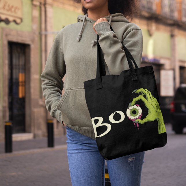 Bolsa Tote Boo Scary Wity Manhã Segurando O Halloween Assusta (Criador carregado)