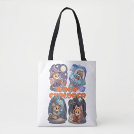Bolsa Tote Book Explorer – Cute Cat Reading Adventure