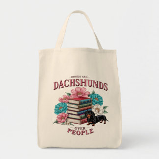 Bolsa Tote Books and Dachshunds Over People Floral Book Lover