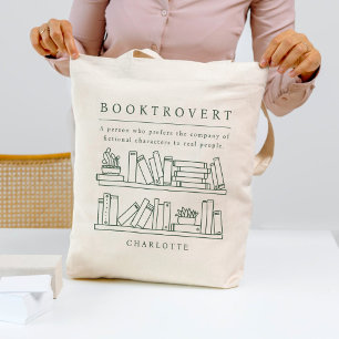 Bolsa Tote Booktrovert Editable Color Book Lover Tote Bag