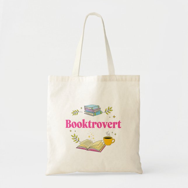 Bolsa Tote Booktrovertido para Amantes de Livros Loucos (Frente)