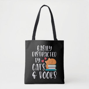 Bolsa Tote Bookworm viciado em Gatinhos e livros