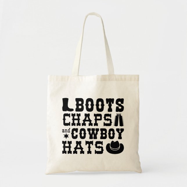 Bolsa Tote Boots Chaps E Chapéus De Cowboy (Frente)