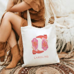 Bolsa Tote Boots personalizados do cowboy ocidental cor-de-ro<br><div class="desc">Botas de caubói laranja-rosa e laranja ocidentais personalizadas</div>