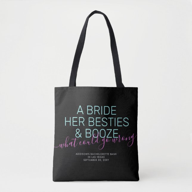 Bolsa Tote Booze Besties Personalizadas da Bachelorette (Frente)