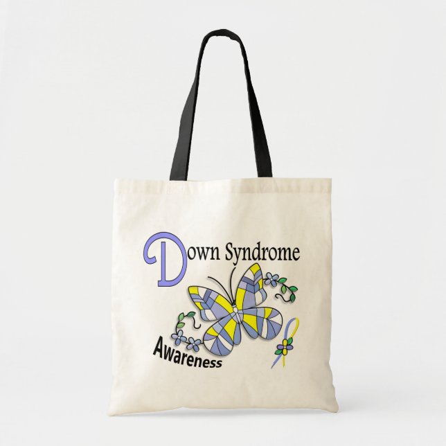 Bolsa Tote Borboleta 2 Síndrome de Down do vitral (Frente)