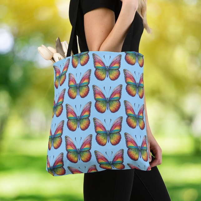 Bolsa Tote Borboleta-Arco-Íris (Criador carregado)