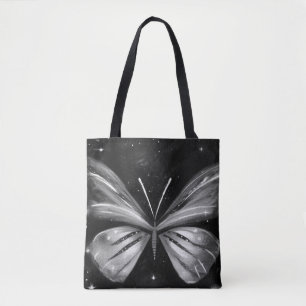 Bolsa Tote Borboleta Celestial Preto e Branco Galáxia