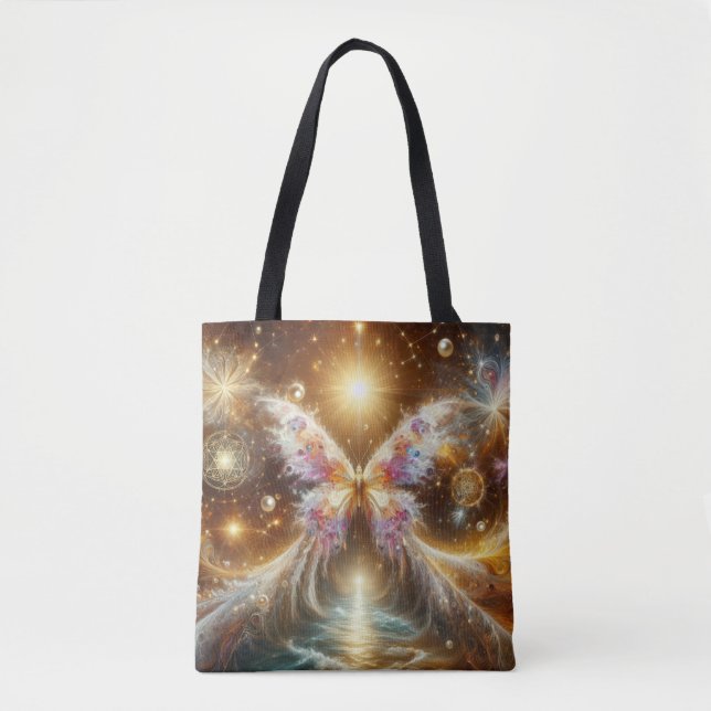Bolsa Tote Borboleta Celestial Vibrante Rosa (Frente)