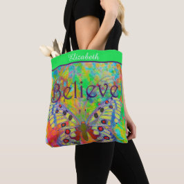 Bolsa Tote Borboleta Colorida Personalizada Acredi