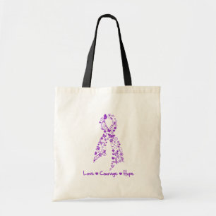 Bolsa Tote Borboleta da esperança da coragem do amor - cânc