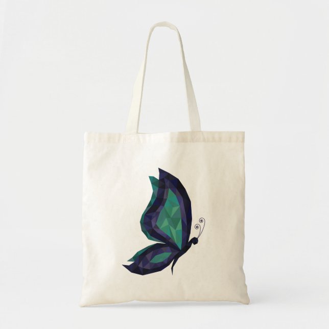 Bolsa Tote Borboleta de alta tecnologia azul-verde-moderno-az (Frente)