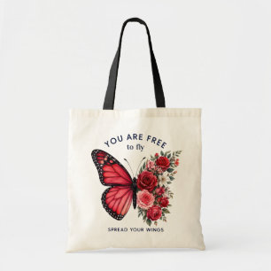 Bolsa Tote Borboleta de Aquarela Flores Espalhe as Asas