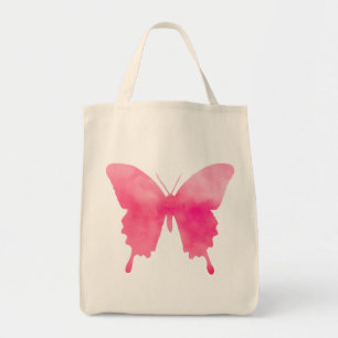Bolsa Tote Borboleta de Aquarela - Fúcsia e Pink Pastel