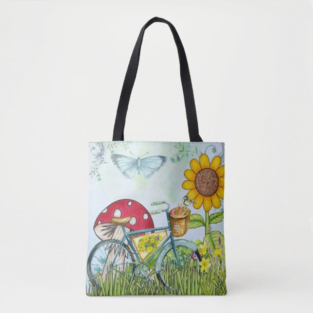 Bolsa Tote Borboleta de Bicicleta Azul (Frente)