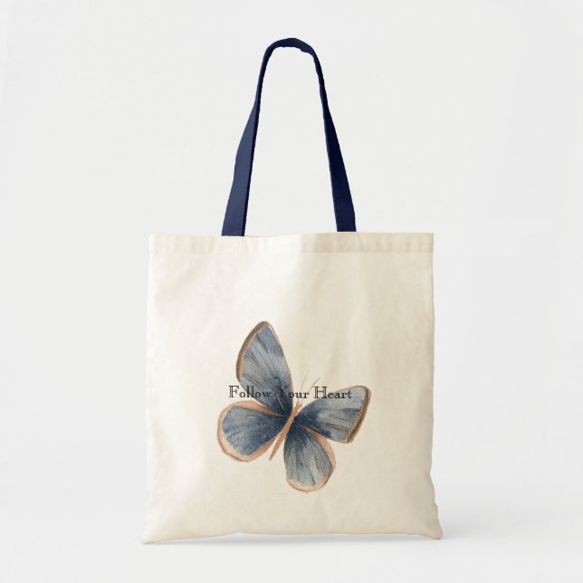 Bolsa Tote Borboleta de Ganga Azul Falsa (Frente)
