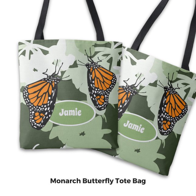 Bolsa Tote Borboleta De Monarca Coca-Cola Duo Na Planta De Ci (Cute Monarch Butterfly Duo On Swan Plant Tote Bag)