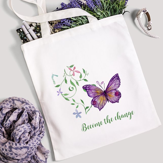 Bolsa Tote Borboleta de Tote de cor púrpura (Purple colored butterfly Tote Bag
)
