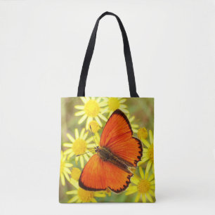 Bolsa Tote Borboleta E Flores Alas Laranja