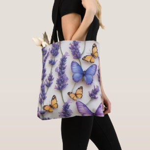Bolsa Tote Borboleta Elegante e Design de Lavanda