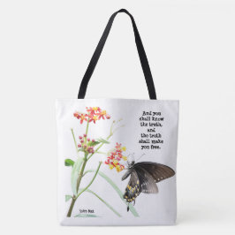 Bolsa Tote Borboleta em Milkweed, com Verse (John 8:32)