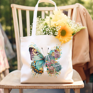 Bolsa Tote Borboleta Floral Colorida