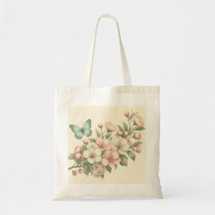 Bolsa Tote Borboleta floral/primavera com estilos de safena