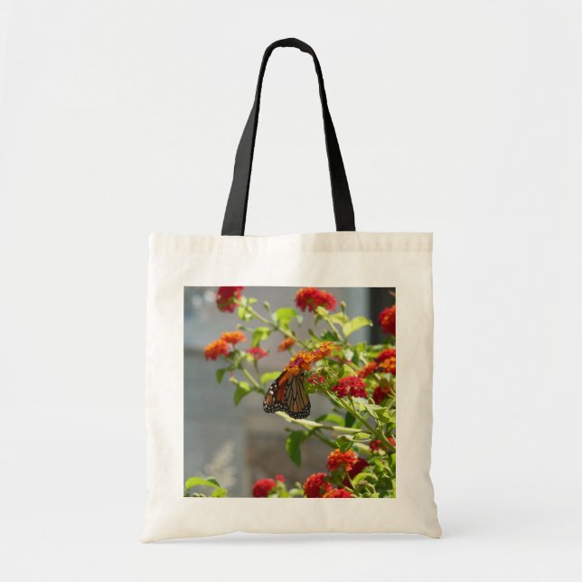 Bolsa Tote Borboleta Monarca em Borboleta Vermelha Bush (Frente)