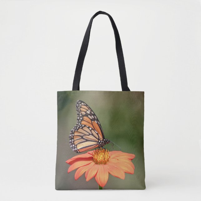 Bolsa Tote Borboleta Monarca sobre flor de laranja (Frente)