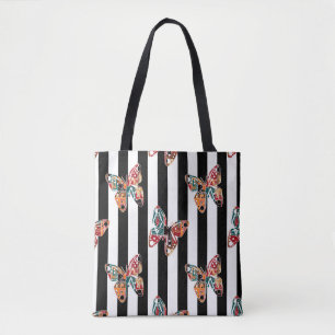 Bolsa Tote Borboleta multicolorida