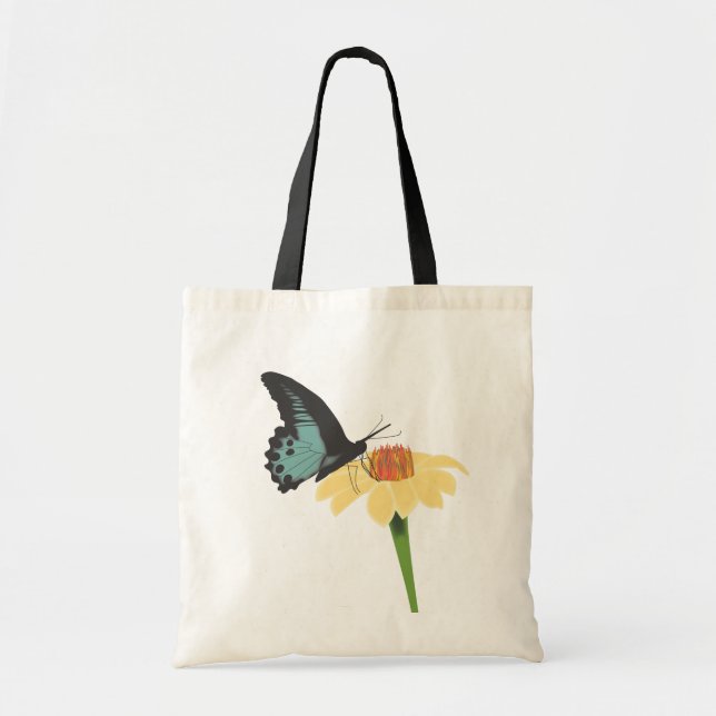 Bolsa Tote Borboleta na sacola da flor (Frente)