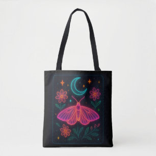 Bolsa Tote Borboleta Neon Cosmmic Flores Eetéreas e Estérei