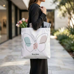 Bolsa Tote Borboleta Nome Personalizado
