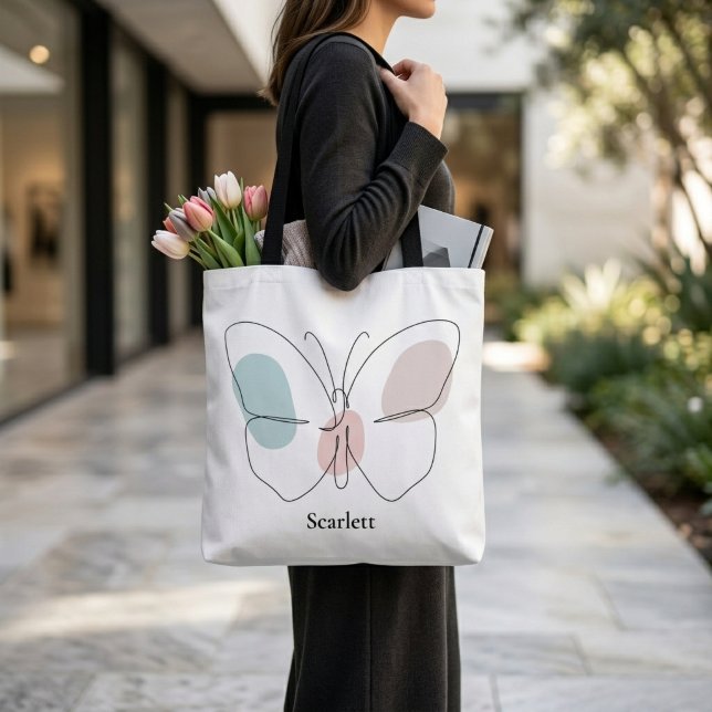 Bolsa Tote Borboleta Nome Personalizado (Criador carregado)