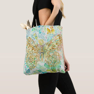 Bolsa Tote Borboleta ouro no Floral