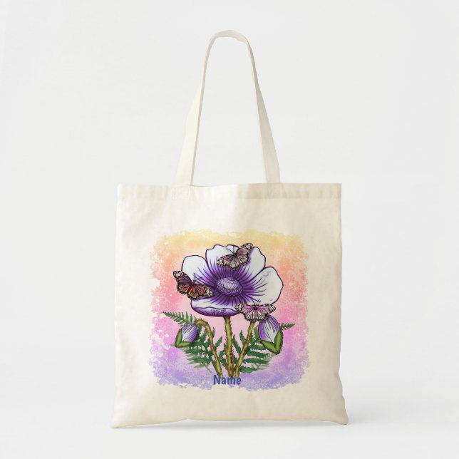Bolsa Tote Borboleta Papoula Roxa (Frente)