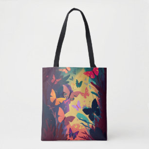 Bolsa Tote Borboleta Retrato Animal Pintura Floresta Selvagem