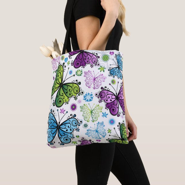 Bolsa Tote Borboleta Retro Hippy Trippy (Close Up)