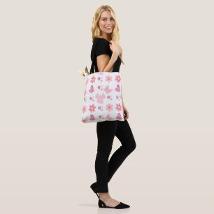 Bolsa Tote Borboleta Rosa Pastel e Saco Floral
