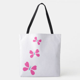 Bolsa Tote  Borboleta rosa voando 