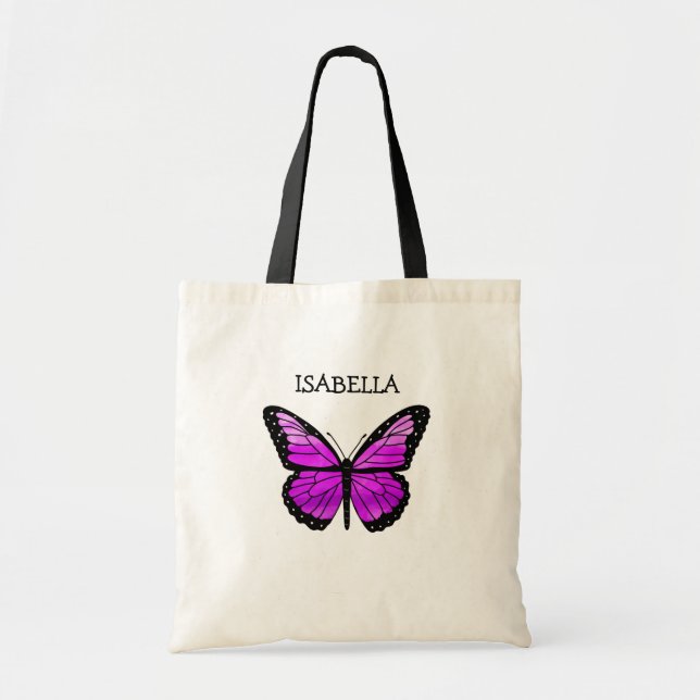 Bolsa Tote Borboleta Roxa Personalizada (Frente)