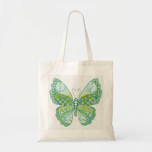 Bolsa Tote Borboleta verde e amarela (Frente)