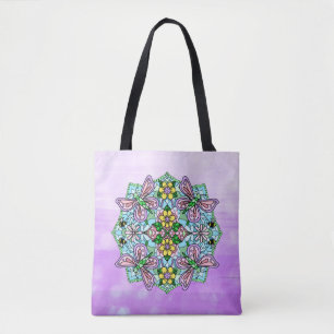Bolsa Tote Borboleta Whimsical Mandala Desenhada À Mão