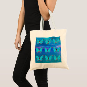 Bolsa Tote Borboletas Azuis Grande Saco de Toque