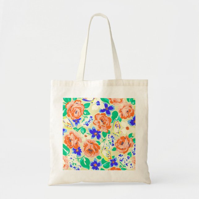 Bolsa Tote Borboletas brancas rosas padrões (Frente)