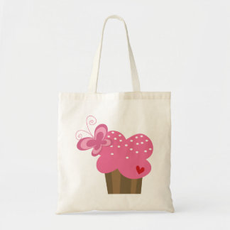 Bolsa Tote Borboletas de árvores de Cupcakes brancos Doce Ani