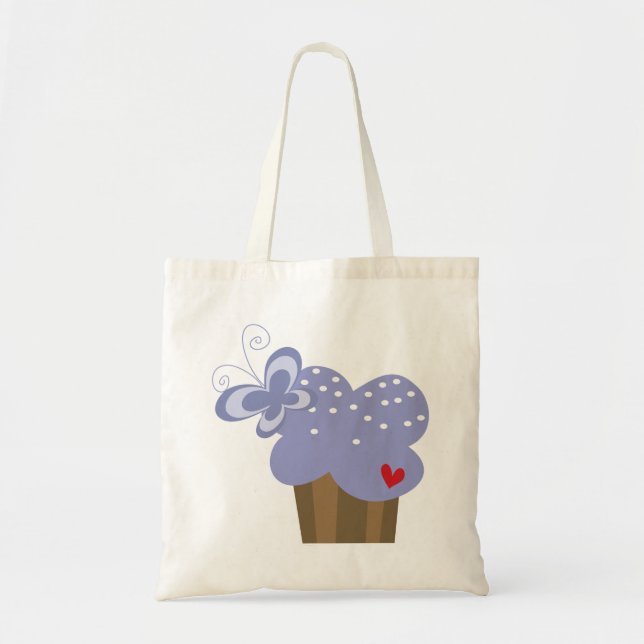 Bolsa Tote Borboletas de árvores de Cupcakes brancos Doce Ani (Frente)